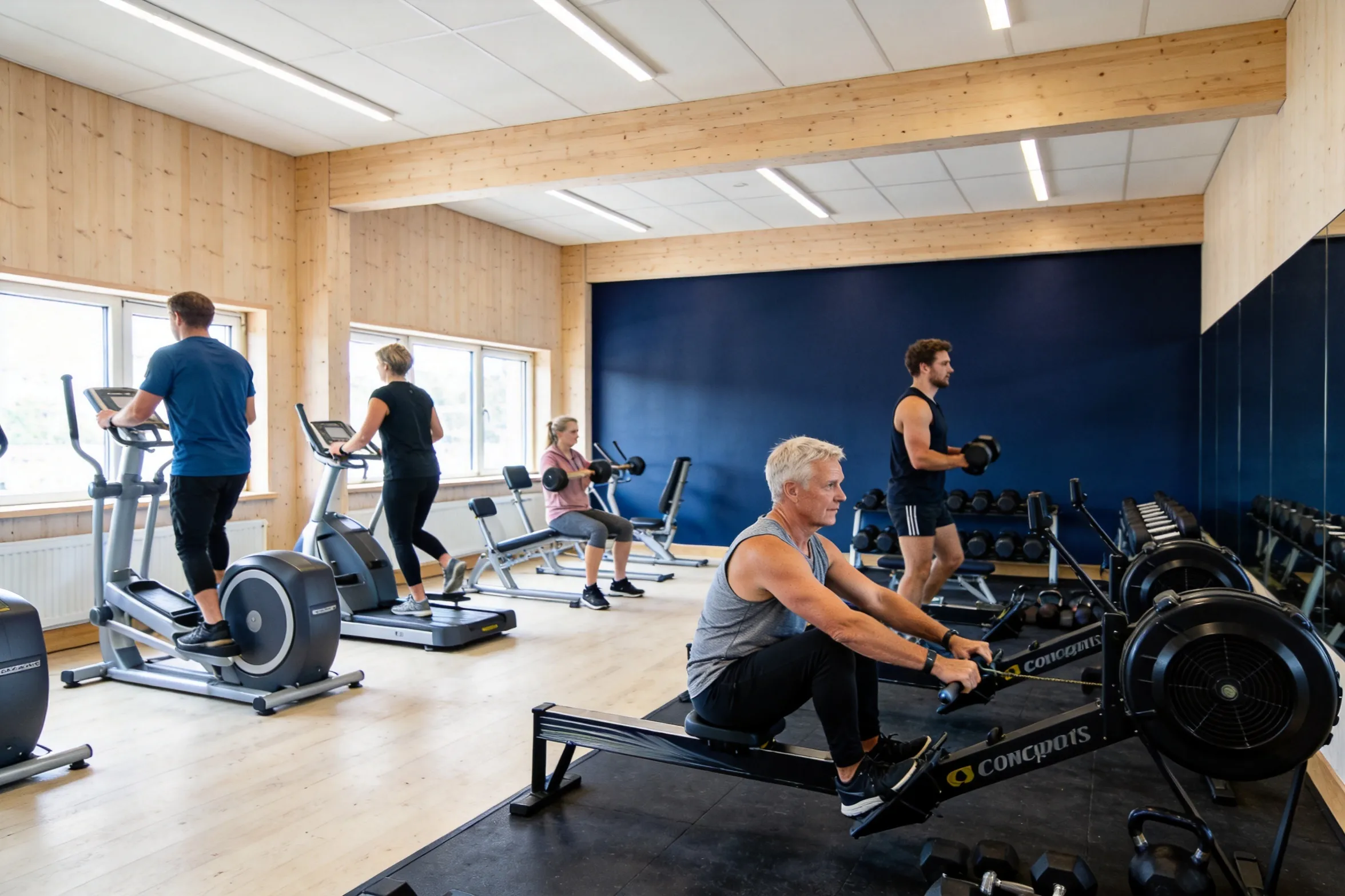 Medlemmer træner i motionscentret hos Fitness Aalborg